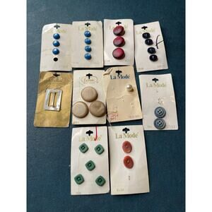 VTG Lot of La Mode Sewing Buttons on Cards Variety Sizes and Colors Craft